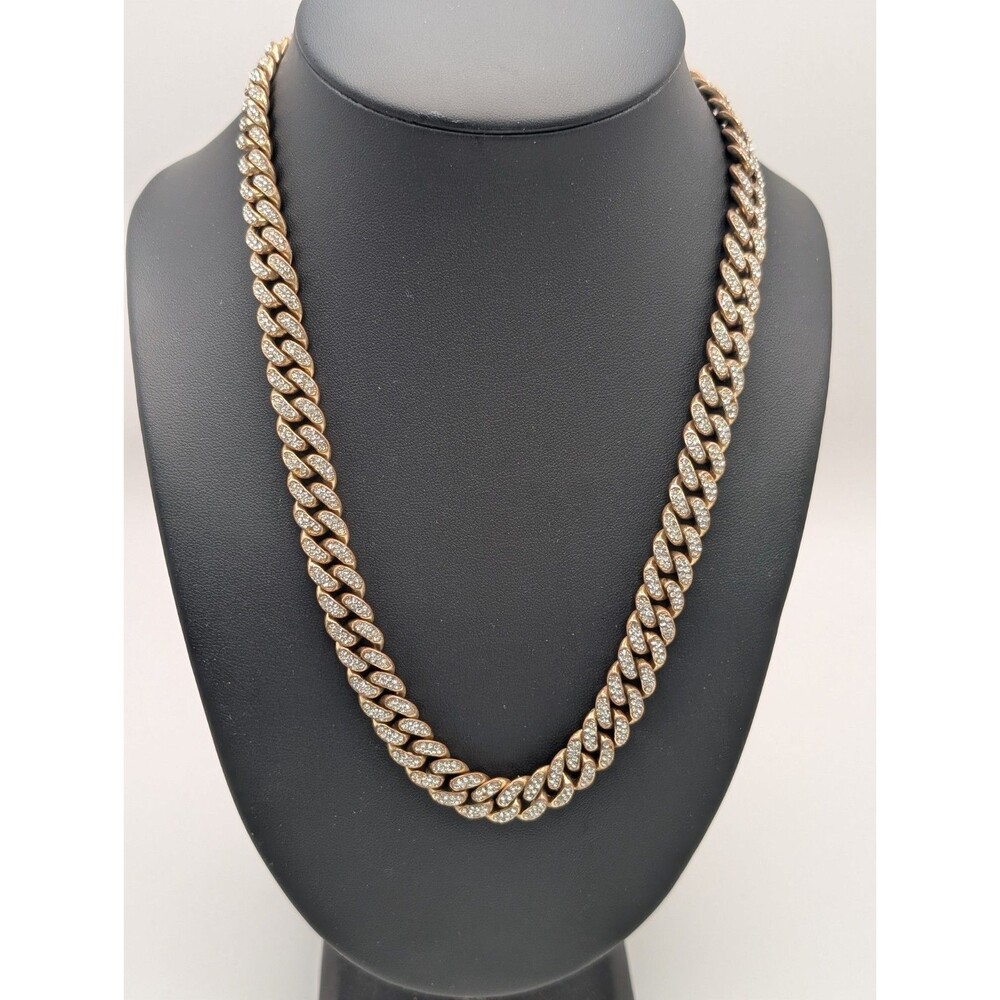 Men's Iced Out Miami Cuban Link Chain Gold Tone Hip Hop Bling Necklace